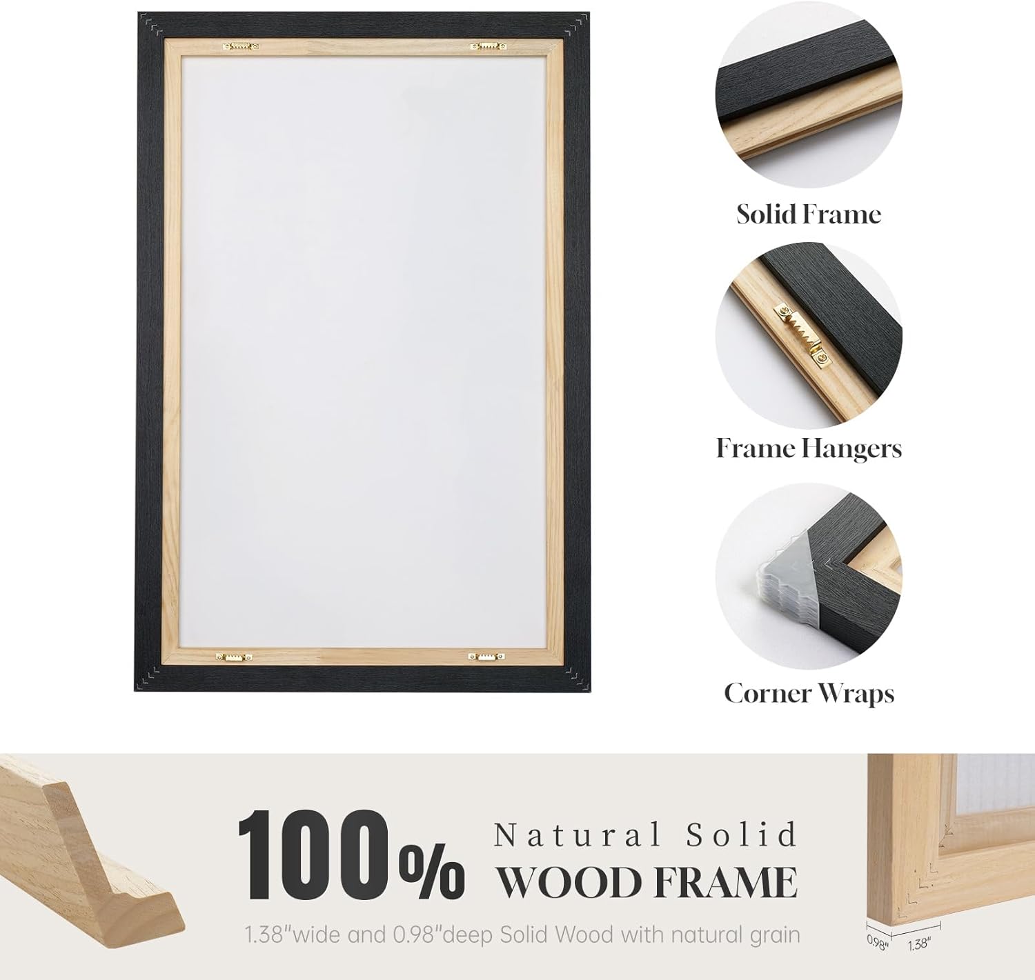 Large Framed Neutral Abstract Floral Wall Art, Set of 2 Black and Beige Modern Canvas Prints Paintings Artwork for Walls, Minimalist Pictures for Living Room, Dining Room, Bedroom Wall Decor 24x36 In